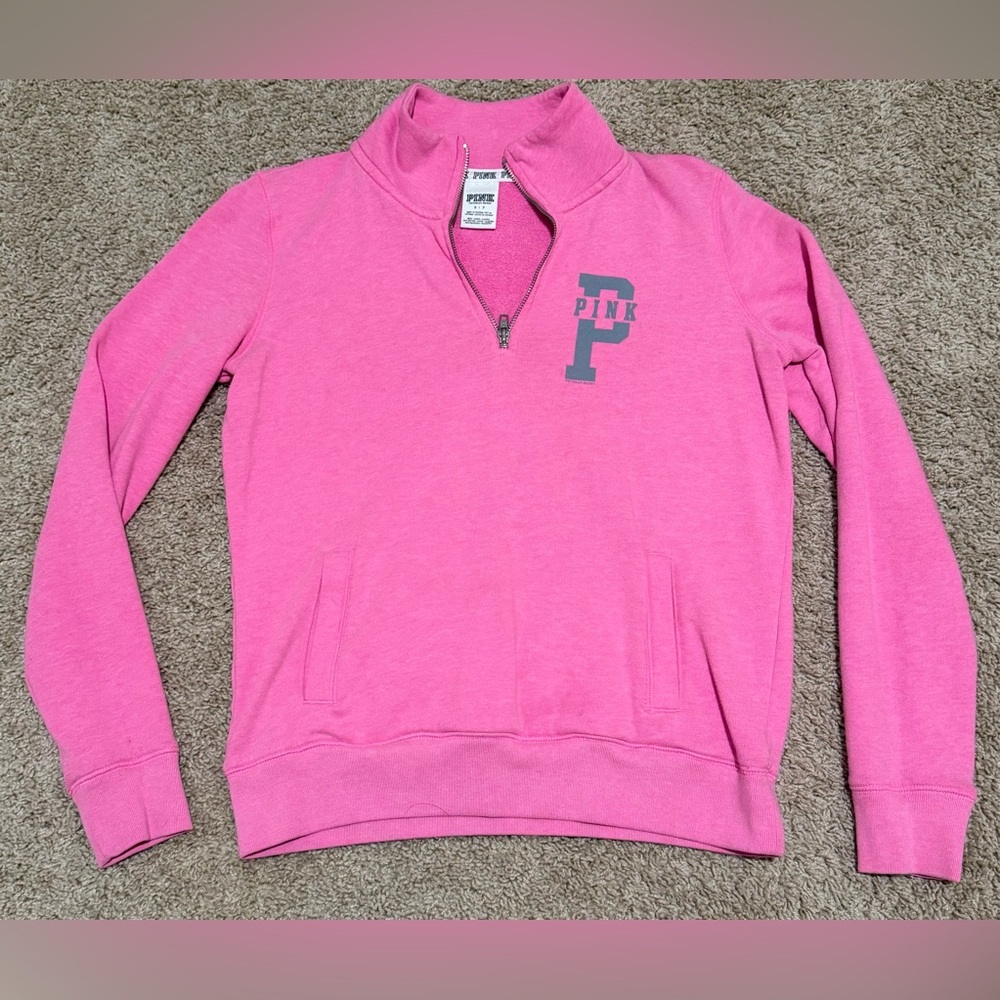 Victoria's Secret PINK Hot Pink Quarter-Zip Pullover